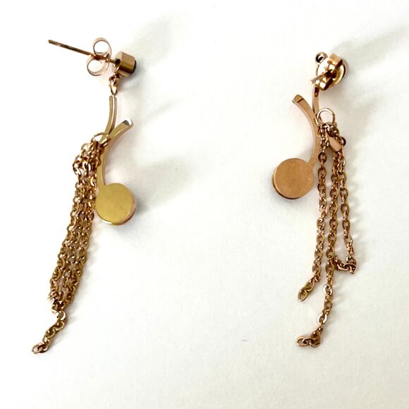 Dangle/Drop Earrings Women's Fashion Gold Tone Black Stone Unique Statement Chic - Picture 6 of 6